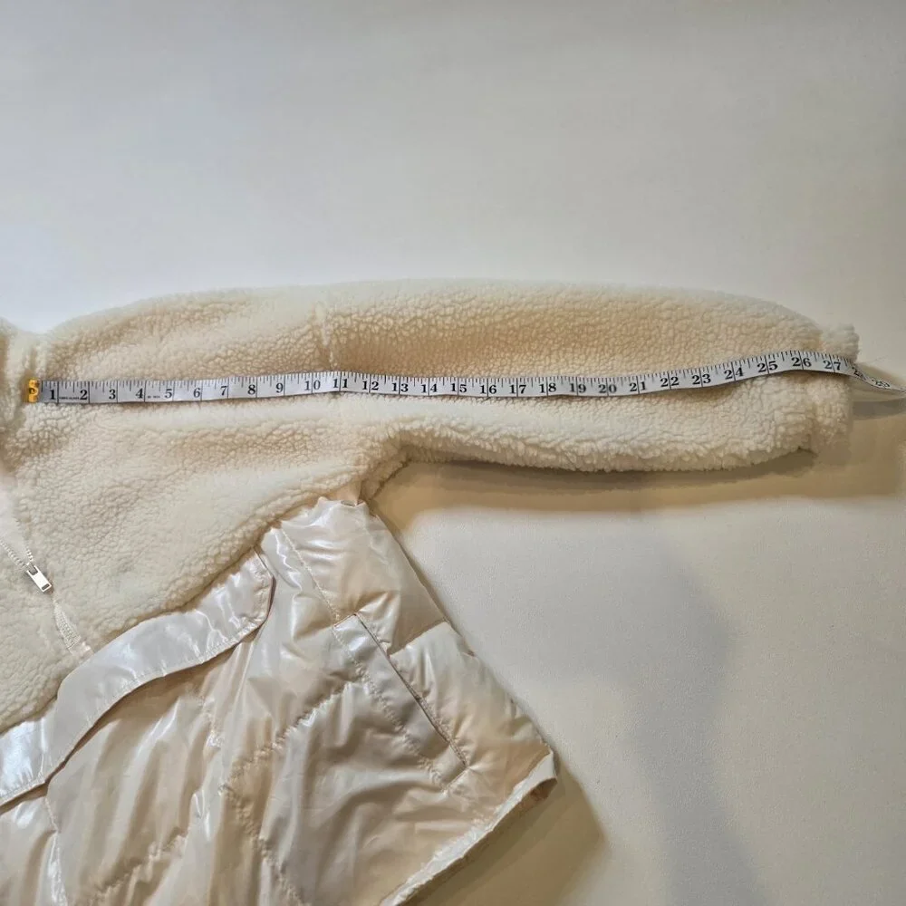 FABLETICS Nelly Mixed Media Half Zip‎ Sherpa Pullover Jacket Ivory Quilted Small - Picture 7 of 11